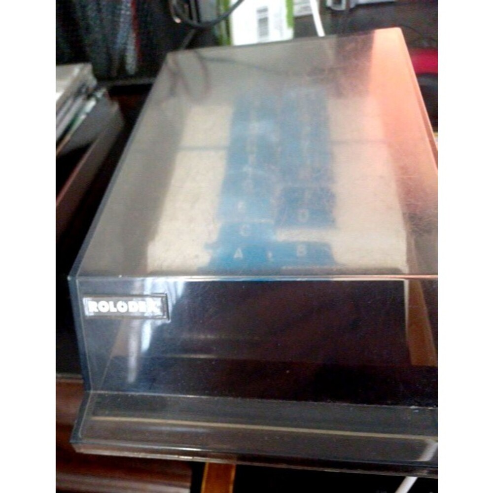Vintage Rolodex VIP-24C Covered Card File Black Smoke Index Box A-Z Tabs USA